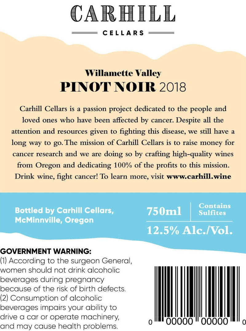 Willamette Valley Pinot Noir 2018 label